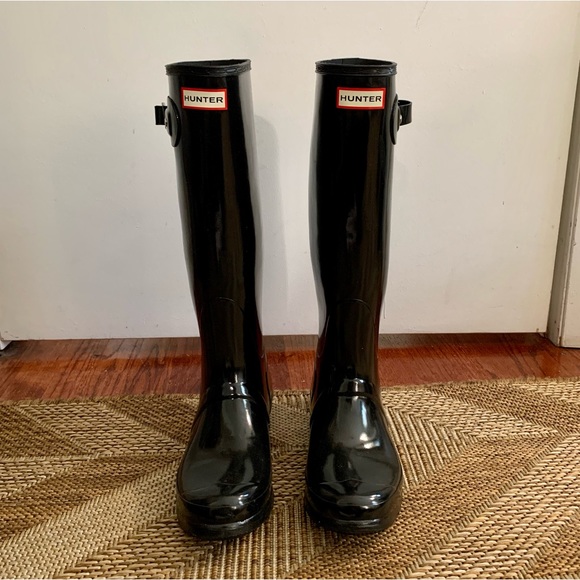 Hunter Shoes - Hunter Original Tall Rain Boots - Shiny Black